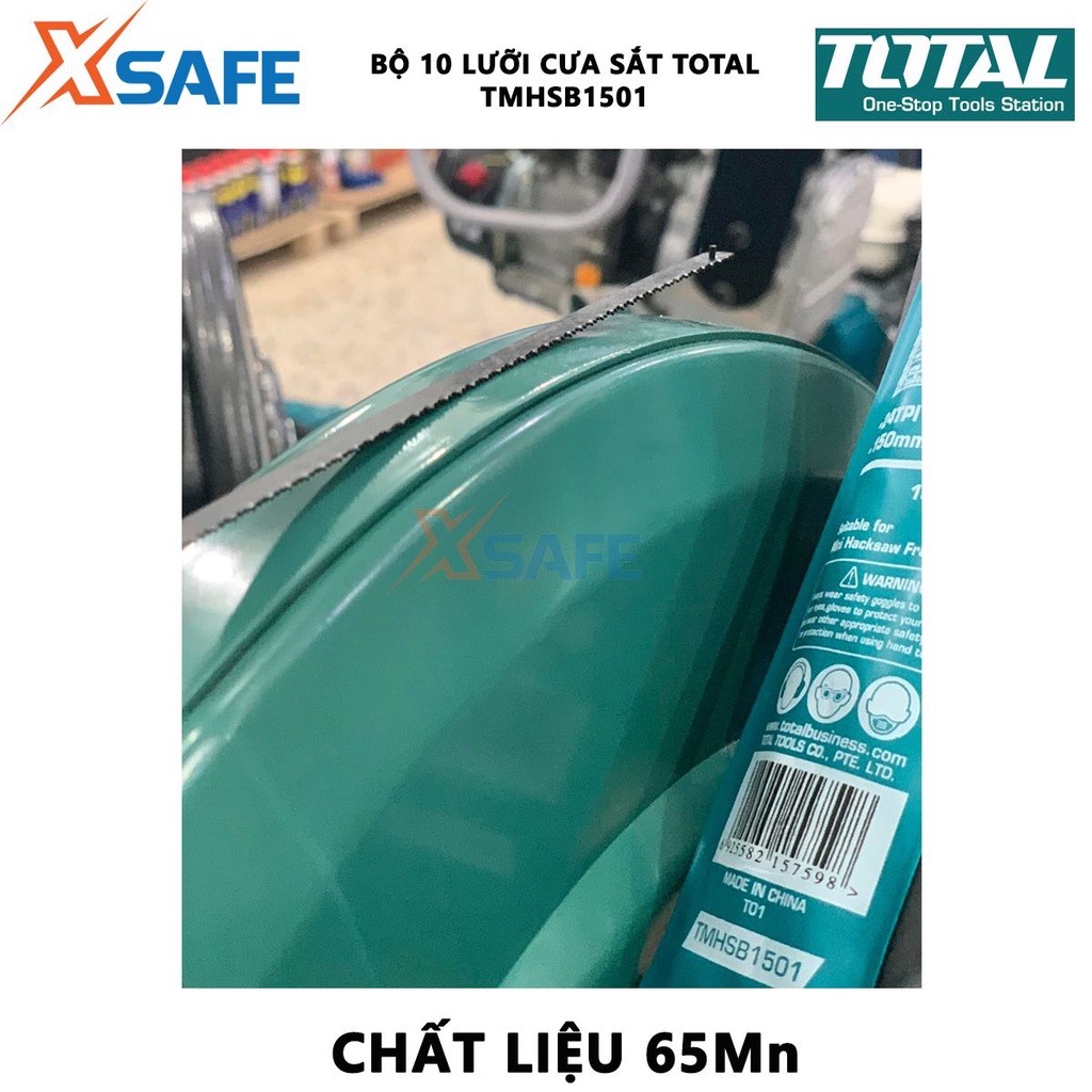 Bộ 10 lưỡi cưa sắt TOTAL TMHSB1501 | lưỡi khung cưa sắt kích thước 152mm, có 24 răng cưa, 10 cái / bộ chất liệu 65Mn