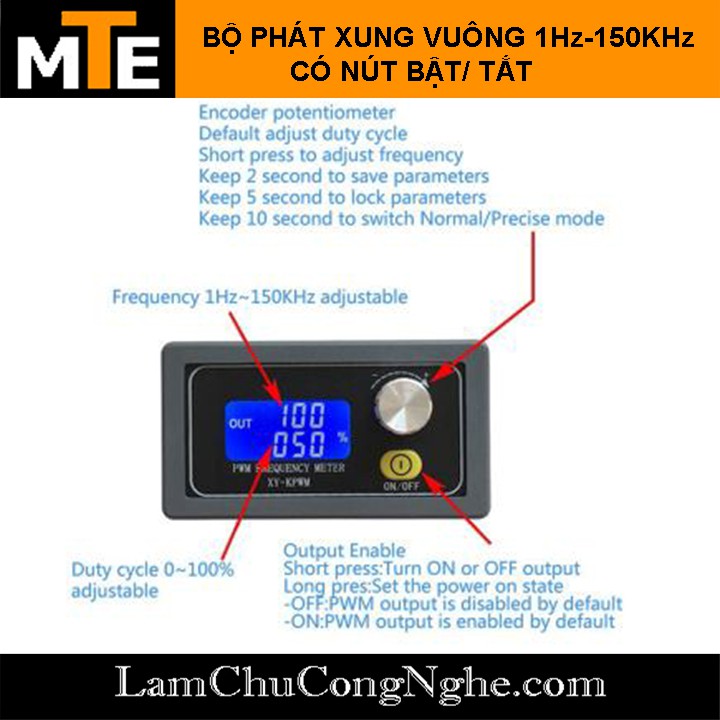 Mạch tạo xung vuông XY-KPWM 1Hz-150Khz (có nút bật/tắt)