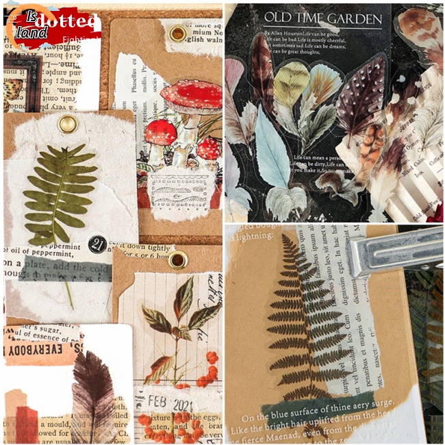 IS 40pcs/set butterfly flower feather mushroom PET sticker pack DIY bullet journal scrapbooking decorative waterproof