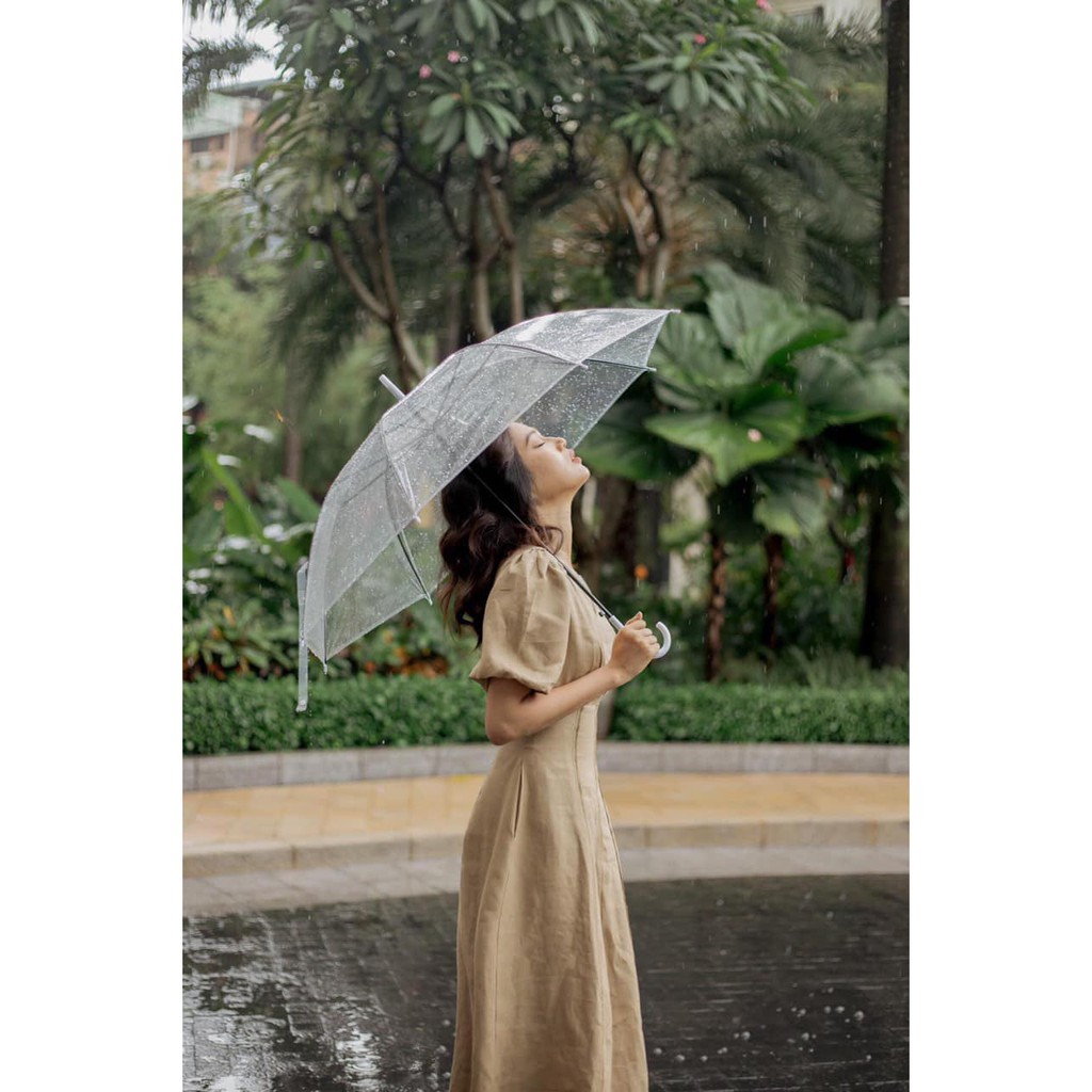 Đầm Xòe Tay Phồng Màu Nude Sang Trọng Form Dài Tôn Dáng