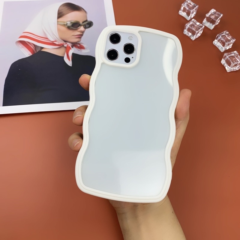 Ốp lưng iphone mây sóng Dẻo bo viền 7/8/SE/11/12/13/Pro/Promax/Max màu hồng, xanh, trắng nhẹ nhàng xinh xắn