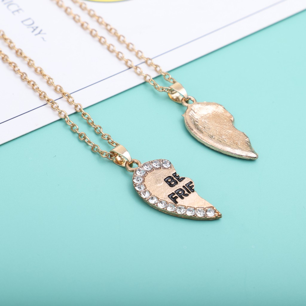 Set 2 Vòng Cổ Tình Bạn Mặt Nửa Trái Tim Khắc Chữ Best Friend Độc Đáo