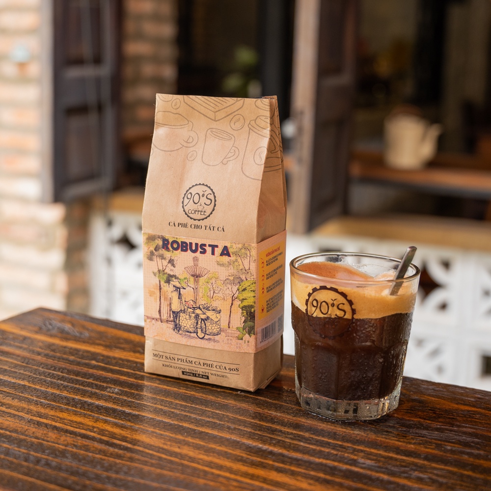 250Gr Cà Phê Robusta Rang Mộc Nguyên Chất Đắng Đậm Thơm Nồng Pha Máy & Pha Phin |100% Cà Phê Sạch| 90S Coffee Vietnam