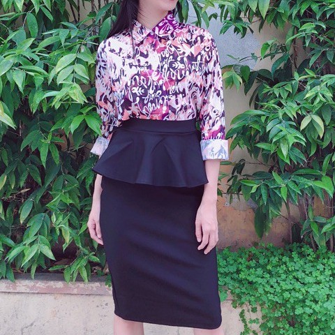 Chân váy công sở Chân váy peplum dài màu đen | BigBuy360 - bigbuy360.vn