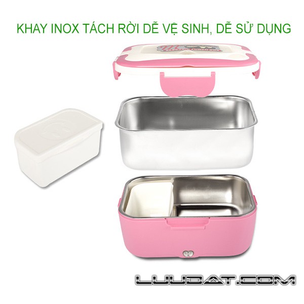 Hộp cơm inox hâm nóng điện cắm ô tô và văn phòng