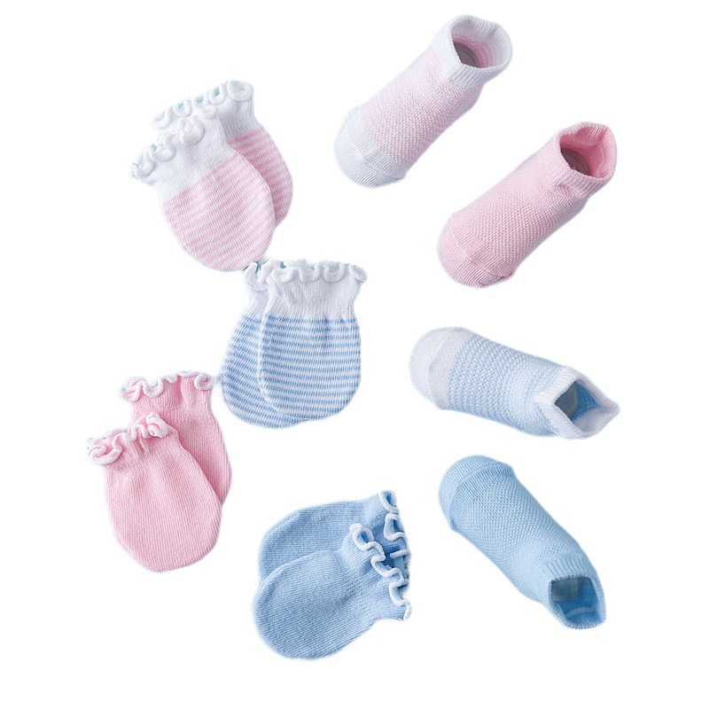 Sét bao tay chân cao cấp chất liệu cotton mềm mại thoáng khí - Bao tay sơ sinh shop BOLYN