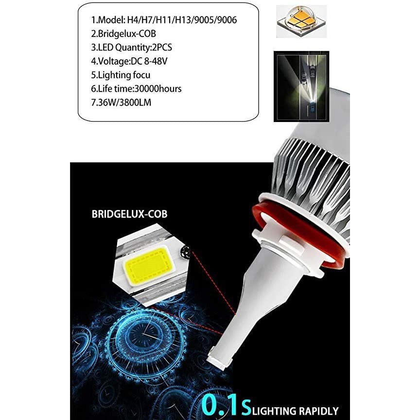 Đèn Pha Ô Tô C6 Car Headlight 6000K Chip COB Chống Bụi, Chống Nước