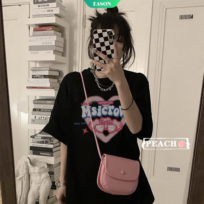 Áo Thun 100% Cotton Tay Ngắn Dáng Rộng In Hình Hoạt Hình Dễ Thương Phong Cách Hàn Quốc