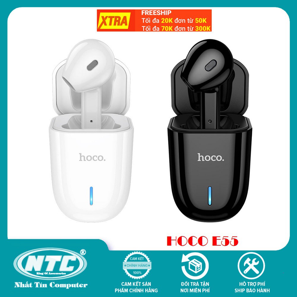 Tai nghe bluetooth Hoco E55 Flicker V5.0 kèm dock sạc, xoay đổi chiều tai - Hàng chính hãng