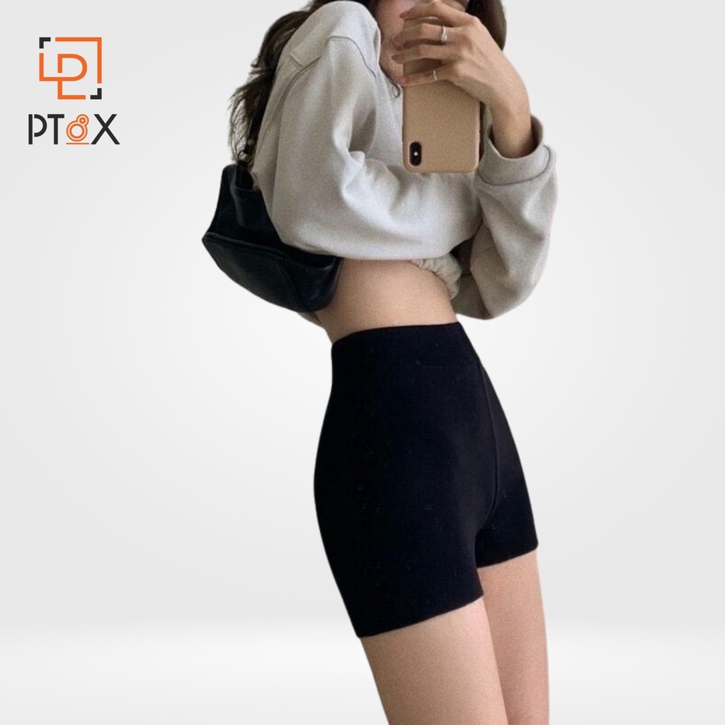 Quần Black Funoff Short Biker Short Dáng Ngắn Nữ Nâng Mông Mùa Hè Năng Động, quần tập gym