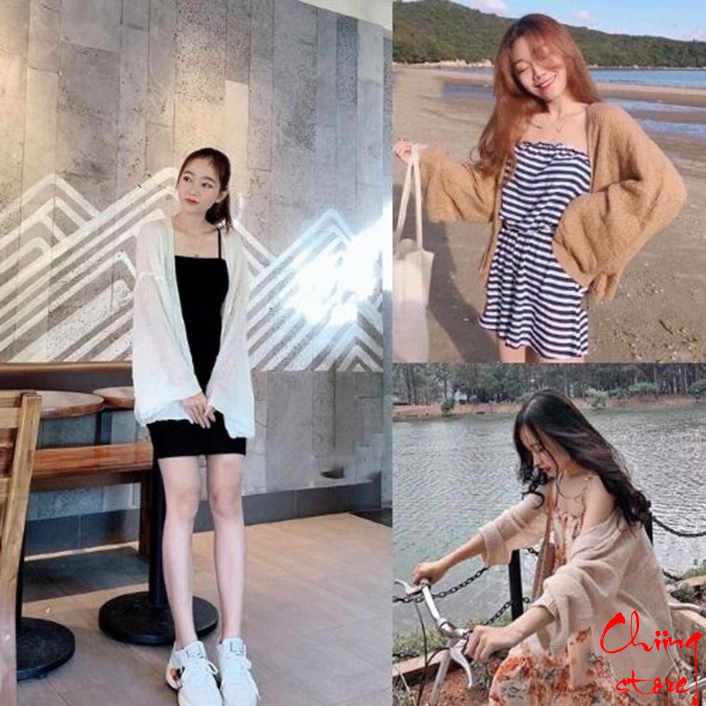 Aó khoác Cardigan len mỏng siêu hot thời trang Thu Đông