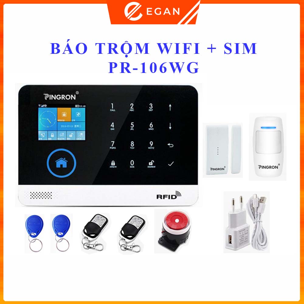 Chống trộm báo qua điện thoại wifi và gọi điện dùng sim Pingron PR-106WG