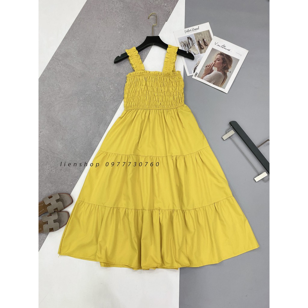 [ ảnh thật ] váy hai dây nữ bản to bo chun | BigBuy360 - bigbuy360.vn