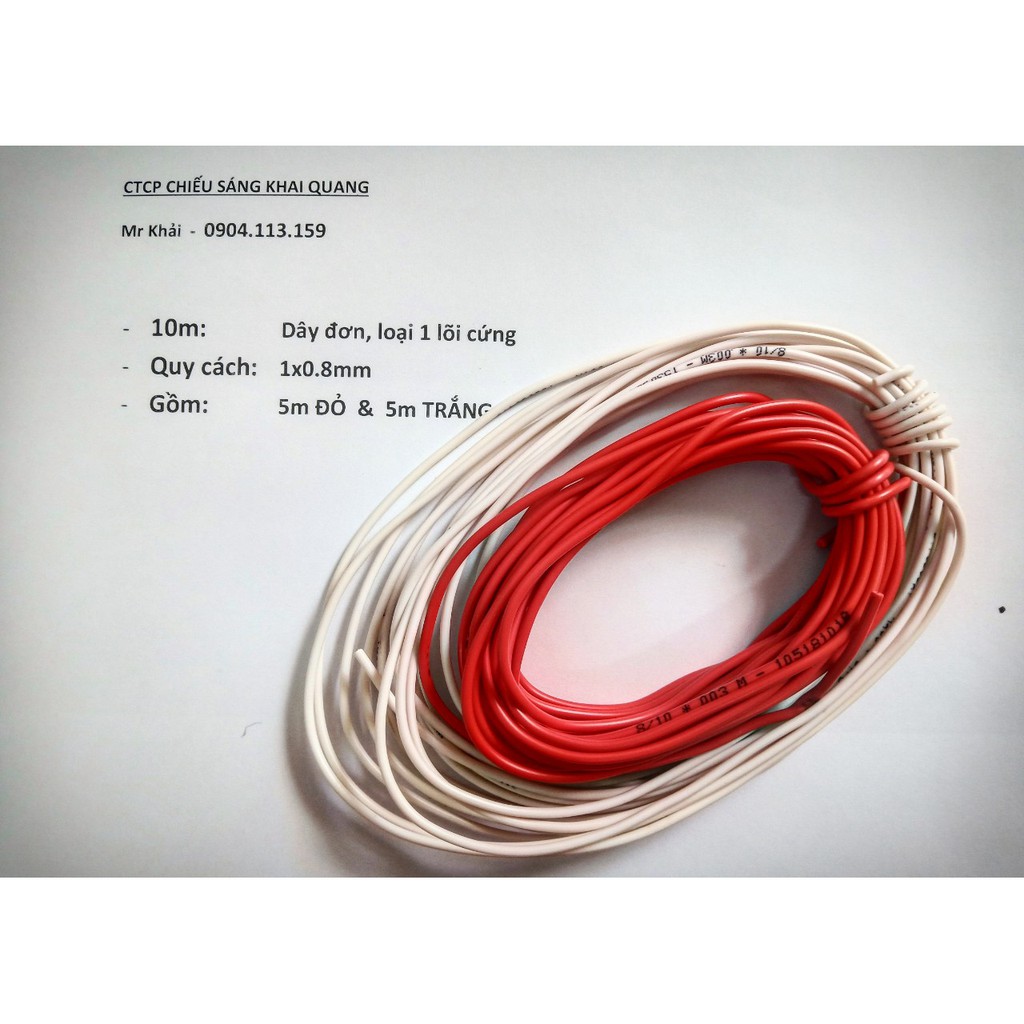 Dây điện đơn, lõi 1 sợi 1x0.5mm cho bóng đèn huỳnh quang compact