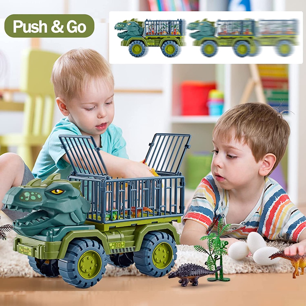 Bộ đồ chơi xe vận chuyển khủng long kèm mô hình khủng long hoạt động bằng pin sáng tạo cho bé