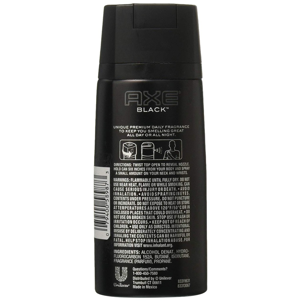 Xịt khử mùi nam AXE Black Spray Antiperspirant for Men 113g (Mỹ)