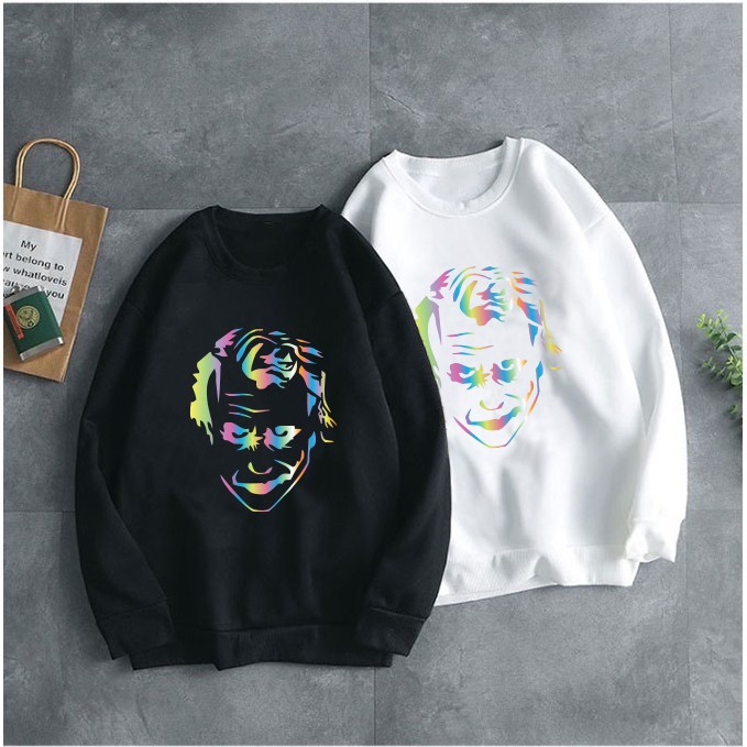 Áo Sweeter Nỉ Trơn Dài Tay Hình Joker Phản Quang
