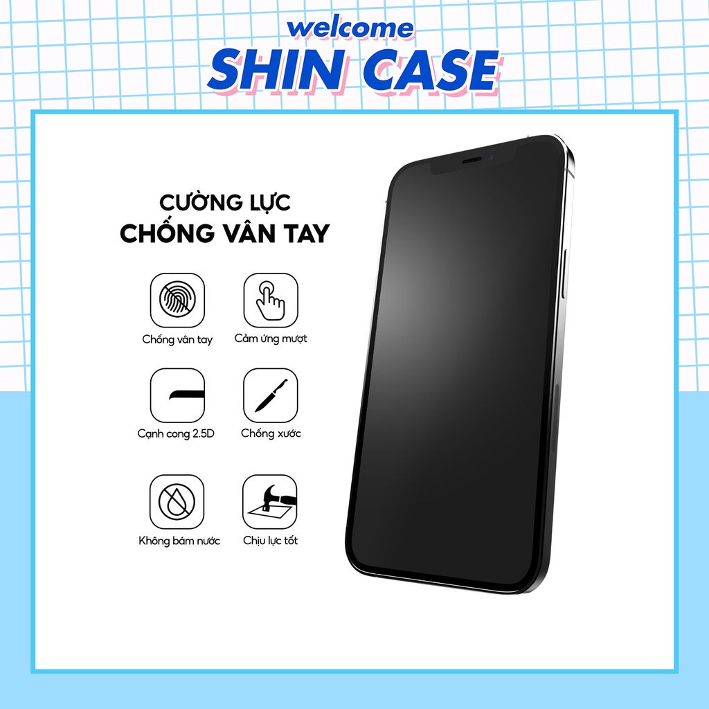 Kính cường lực iphone 9D chống vân tay 6/6plus/6s/6splus/7/7plus/8/8plus/x/xs/11/12/13/pro/max/promax shincase/Ốp lưng