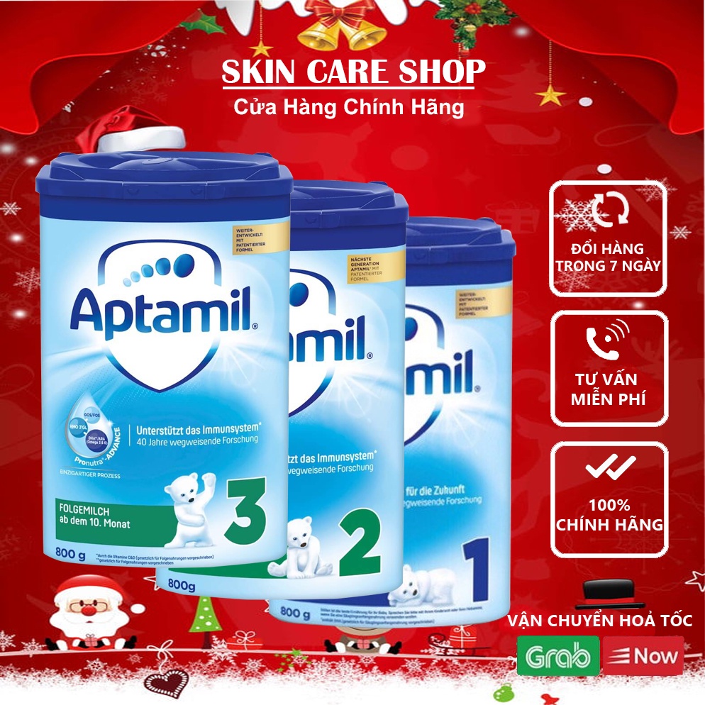 Sữa bột Aptamil Đức xanh cao 800gr số 1 2 3