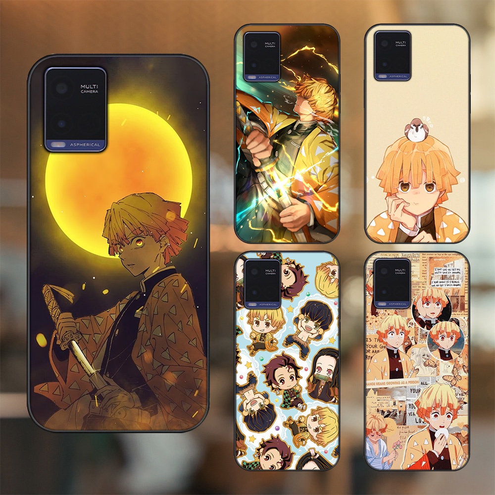Ốp lưng Vivo Y21 viền đen in hình Zenitsu Kimetsu no Yaiba