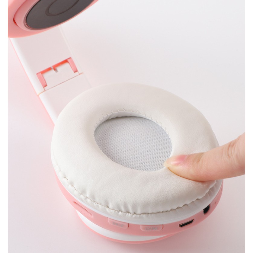 Tai Nghe Mèo Dễ Thương - Bluetooth 5.0 - Đèn Led Nhấp Nháy - MINSTORE