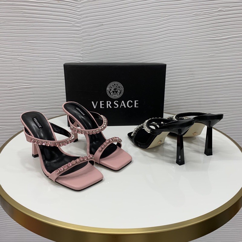 Guốc Versace quai đá hai cầu