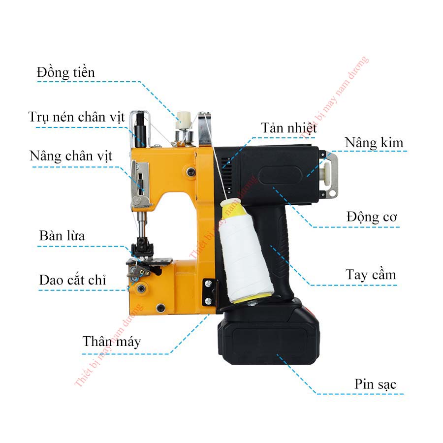 Máy khâu bao cầm tay chạy pin GK9-500  may nhiều loại bao nhỏ gọn tiện lợi &gt; pin sạc nhanh