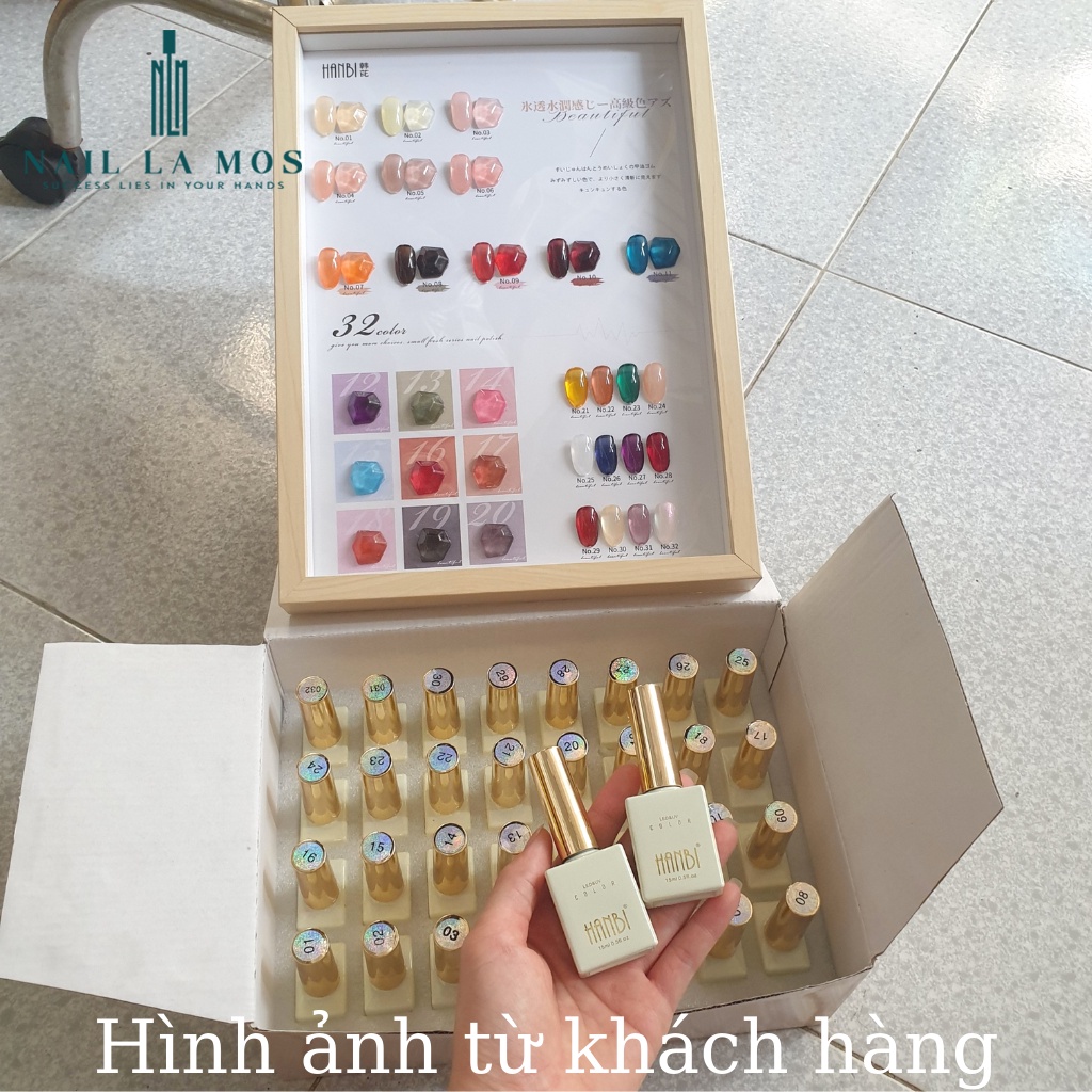 Set sơn thạch Hanbi chính hãng 32 màu - sơn gel thạch chất đậm đặc, lên màu chuẩn (tặng kèm bảng màu)