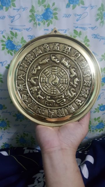 Gương Bát Quái Phẳng bằng đồng 12 Con Giáp 18cm
