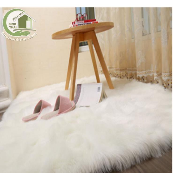 Thảm lông xù màu trắng - thảm trang trí - chụp hình ảnh