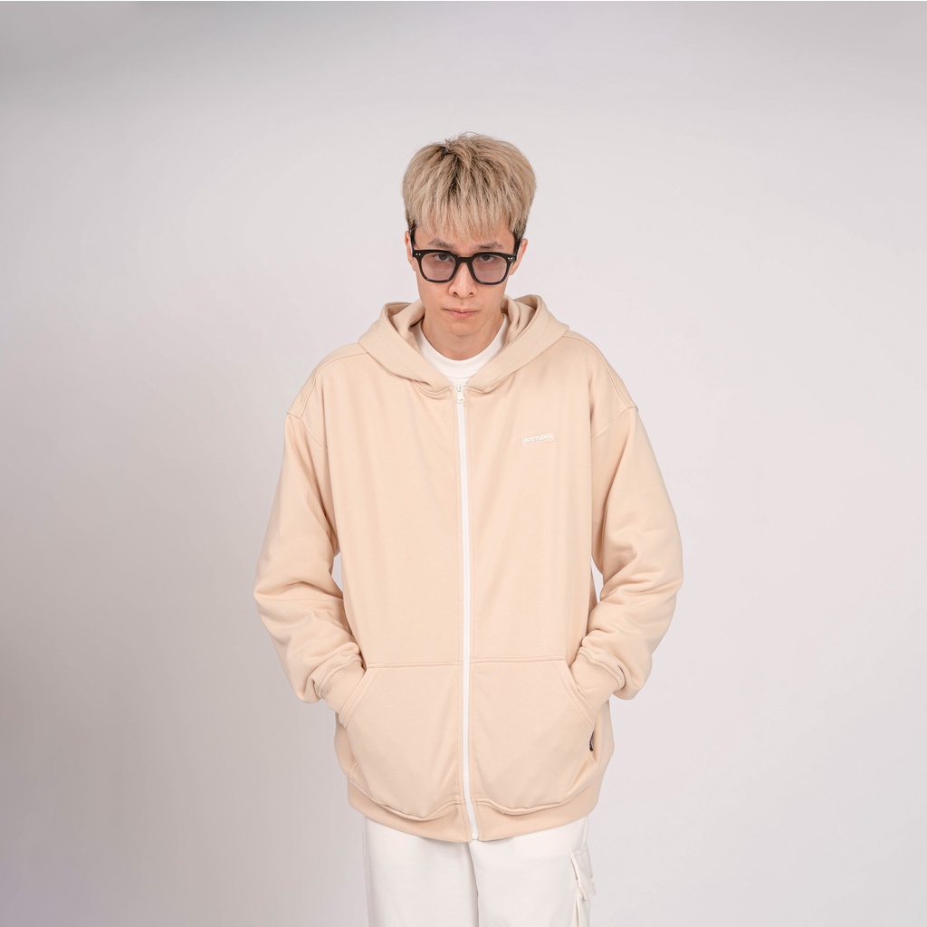 Áo khoác hoodie zip N7 Studio nỉ trơn basic nam nữ form rộng Local Brand 001