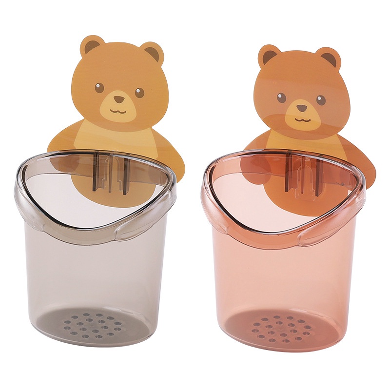 Kệ giá cốc để đựng bàn chải và kem đánh răng treo đồ dán gắn tường cute dễ thương hình gấu