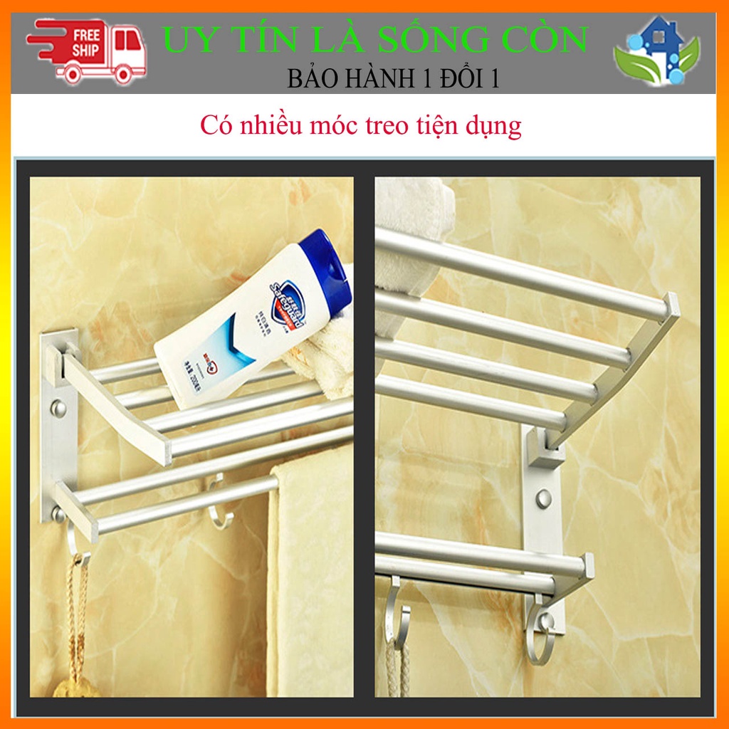 Giá để đồ kết hợp treo khăn hợp kim nhôm cao cấp tiện ích