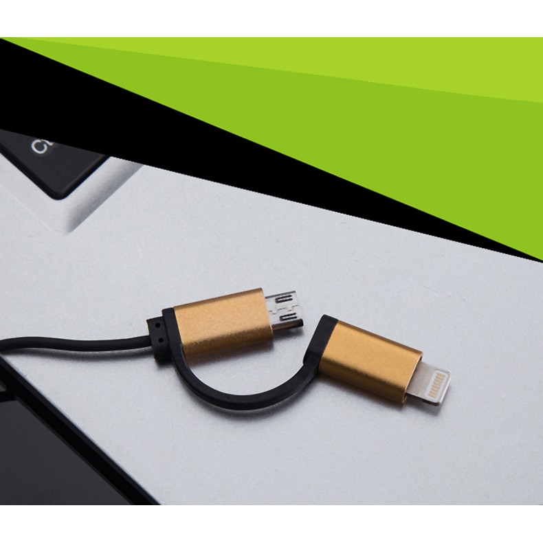 Tẩu sạc dây rút gọn ô tô 2 chân usb và 1 dây sạc thông minh dài 85 cm sẵn chân micro-usb và ip