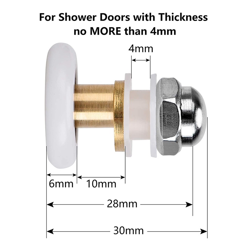 Bộ 6 Con Lăn Cửa Kính Nhà Tắm 27mm Siêu Tĩnh Điện