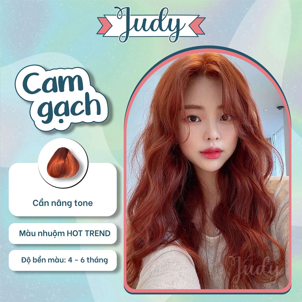 Thuốc nhuộm tóc màu CAM GẠCH tại nhà đơn giản + tặng oxy trợ nhuộm và gang tay, dưỡng tóc bóng mượt, phục hồi hư tổn
