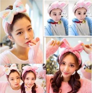 Băng đô cài tóc hình nơ để make up/ rửa mặt
