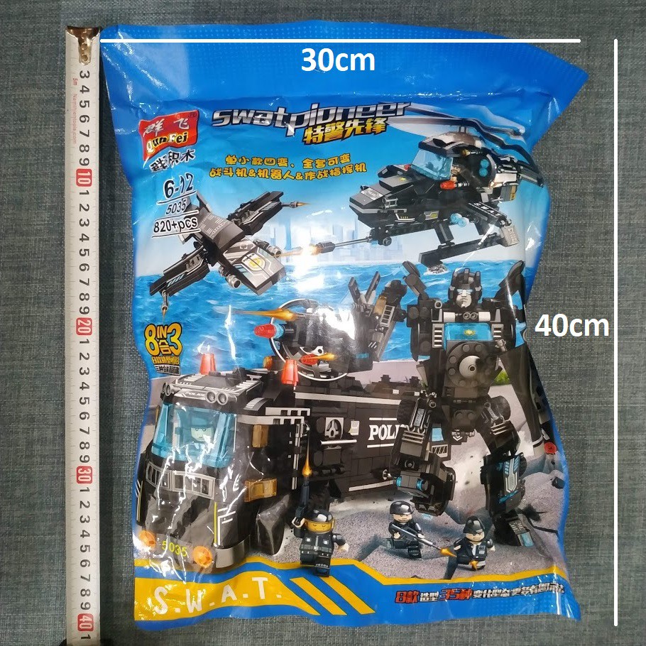 [820 CHI TIẾT] Bộ Lego lắp ráp xếp hình BIỆT ĐỘI SWAT GỒM Ô TÔ, TRỰC THĂNG, ROBOT CỰC NGẦU