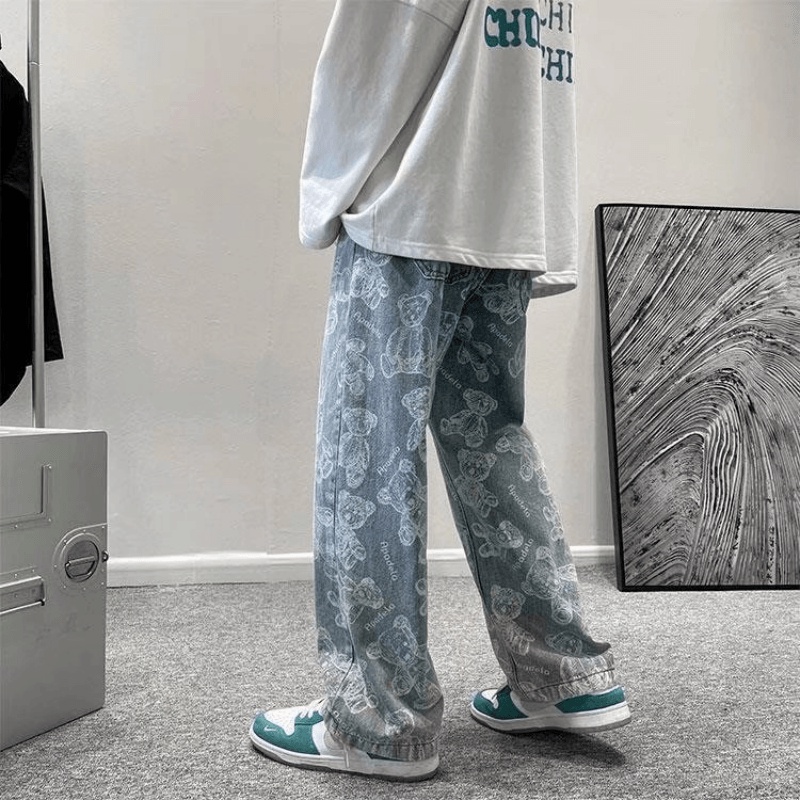 Quần Jean Dài Oversize Chống Mài Mòn Phong Cách Hip Hop Đường Phố Hàn Quốc Cá Tính Cho Nam Size S-3XL