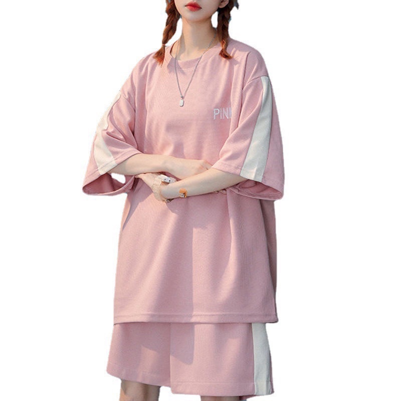 Set Thể Thao Thêu Chữ Unisex- Đồ Bộ Ngắn Tay Form rộng Cho Nam Nữ
