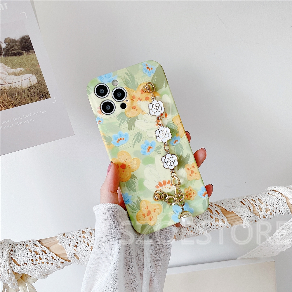 Casing Oil Painting Yellow Flowers Camellia Bracelet Skin-Friendly Soft Phone Case for Huawei Y7Pro 2019 Y9s Y9 2019 Y9Prime 2019 P40Pro P40 P30Pro P30 Nova4 Nova5T Nova7 Nova7SE Nova7i Mate30 Mate30Pro Honor 8X