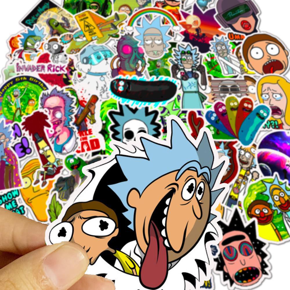 SET 50 MIẾNG STICKER 420 RICK AND MORTY SIÊU CHẤT CHỐNG NƯỚC DÁN NÓN BẢO HIỂM, LAPTOP, VALI, TỦ, BÀN HỌC, XE MÁY