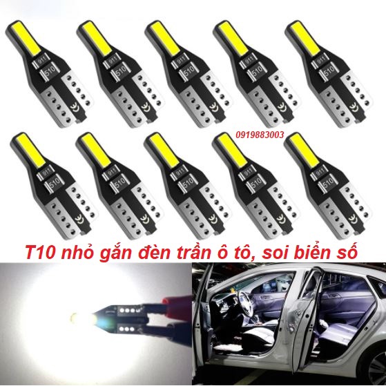 1 bóng Led T10 2smd chíp 7020 demi, xi nhan, báo số, soi biển nhỏ gọn sáng trắng