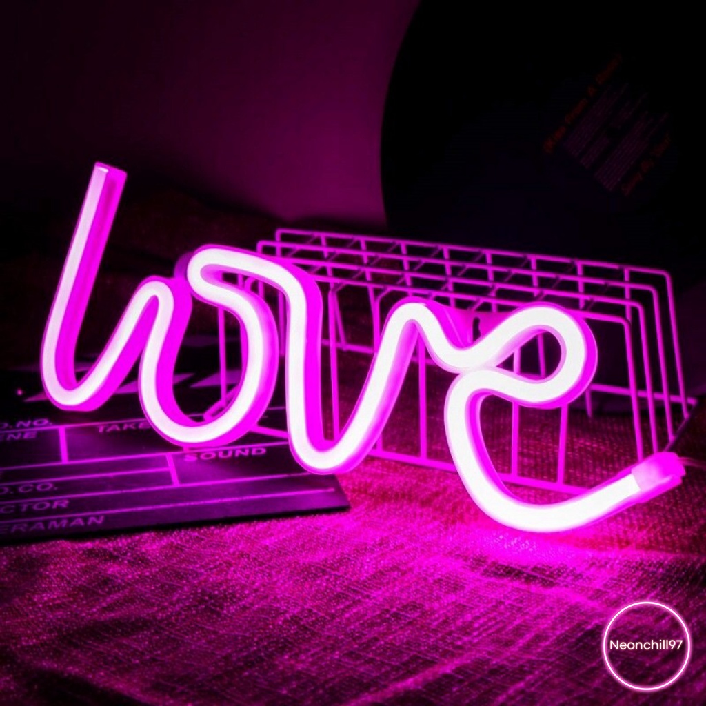 Đèn neon chữ LOVE, Neonchill97, trang trí lễ cầu hôn, tiệc cưới, Decor phòng ngủ
