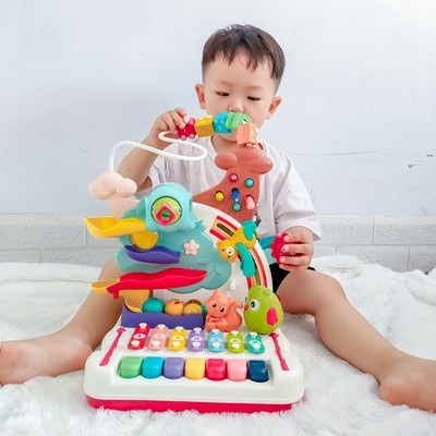 Đồ chơi giáo dục sớm đa chức năng có phím piano, đàn gõ, đường ray ô tô, puzzle sáng tạo cho bé từ 6 tháng - 3 tuổi