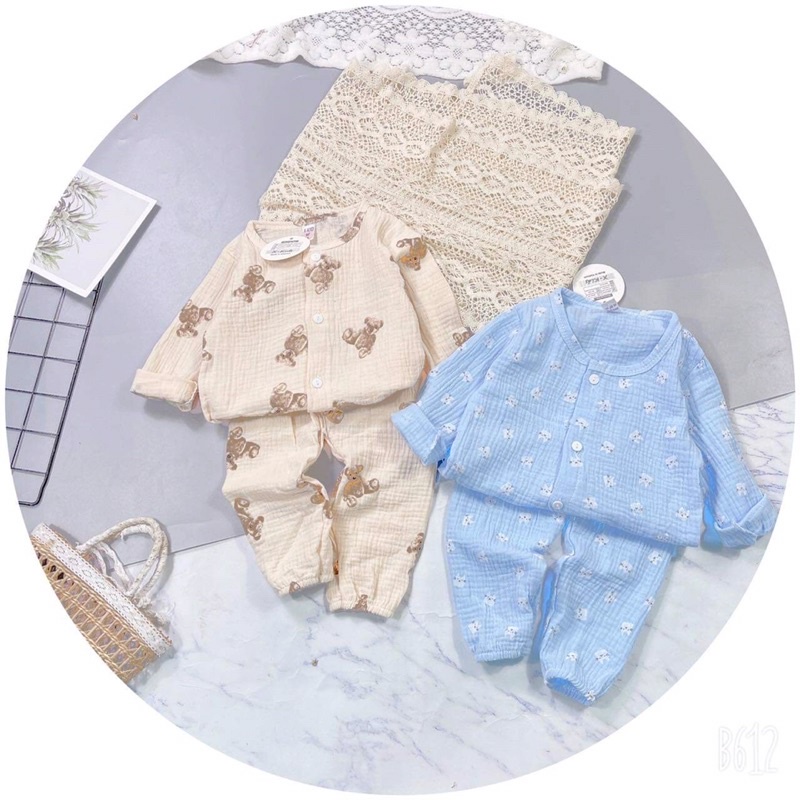 Bộ xô muslin dài tay cho bé yêu