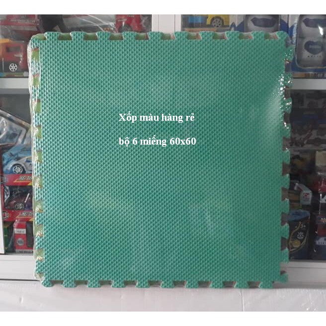Thảm xốp ghép vân khế, xốp nhiều màu bộ 4 miếng/6 miếng 60x60cm