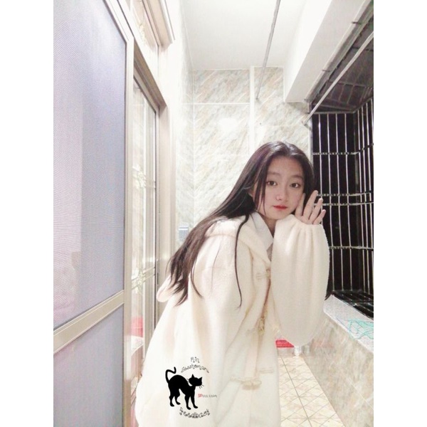 Áo khoác tai thỏ lông cừu nút gỗ dễ thương 100% ảnh thật