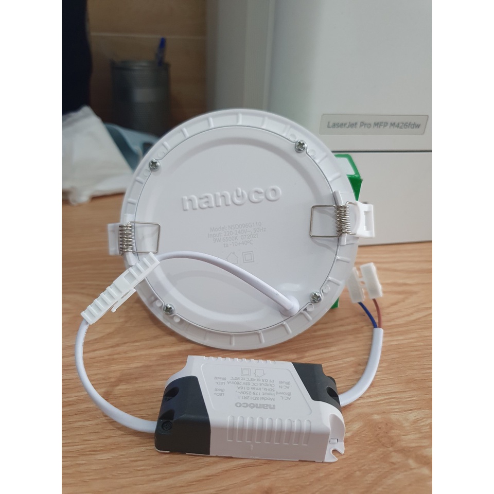 Đèn âm trần LED siêu mỏng viền vàng 7W 9W 12W Nanoco NSD076G90/NSD096G110