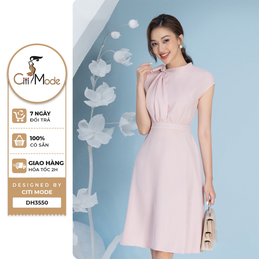 Đầm công sở CITI MODE FASHION dáng xòe thiết kế cổ cách điệu DH3550